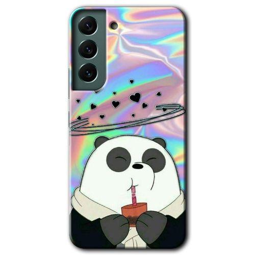 MRCİLETİSİM Samsung Galaxy S22 Kılıf HD Desen Baskılı Arka Kapak + Temperli Cam - Milkshake Panda