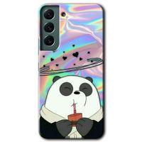 MRCİLETİSİM Samsung Galaxy S22 Kılıf HD Desen Baskılı Arka Kapak + Temperli Cam - Milkshake Panda