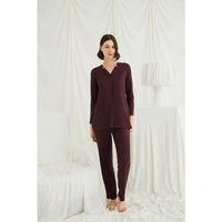 Uzun Kollu Boydan Düğmeli V Yaka Pijama Takımı