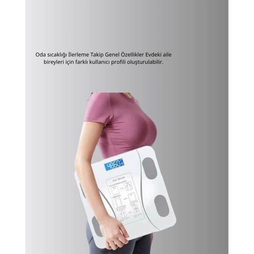 Akıllı Dijital Baskül – Bluetooth Bağlantılı, 8 Ölçüm Verili, Akıllı Vücut Analiz Tartısı