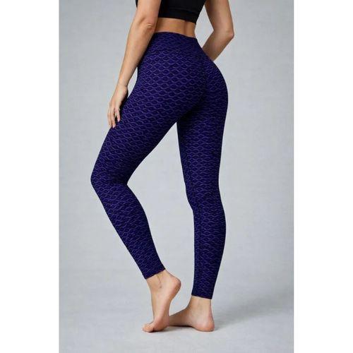 Yüksek Bel Toparlayıcı Likralı Büzgülü Tayt - Mavi