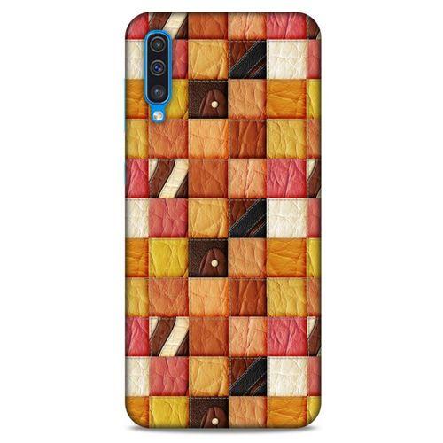 Samsung Galaxy A50 Kılıf Patchwork (2) Kabı Turuncu Sarı