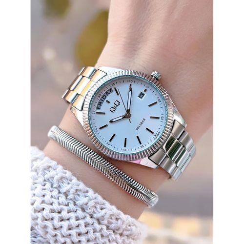 Q&Q Çelik Kordon 2 Yıl Garantili 3 Atm Suya Dayanıklı Kol Saati+Bileklik Hediyeli QQ.1002.A1