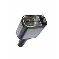 4’ü 1 Arada Çift Usb Bağlantı Çakmaklık, Type-c Hızlı Şarjlı 66w,geri Çekilebilir Araç Telefon Şarj Cihazı