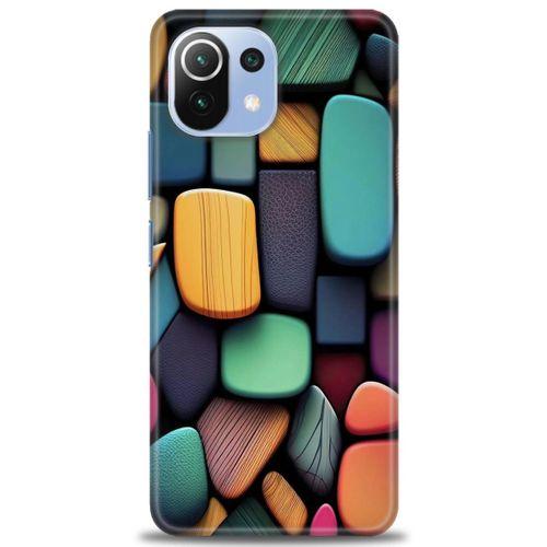 Xiaomi Mi 11 Lite Kılıf HD Baskılı Kılıf - Renkli Taşlar + Tam Ekran Koruyucu