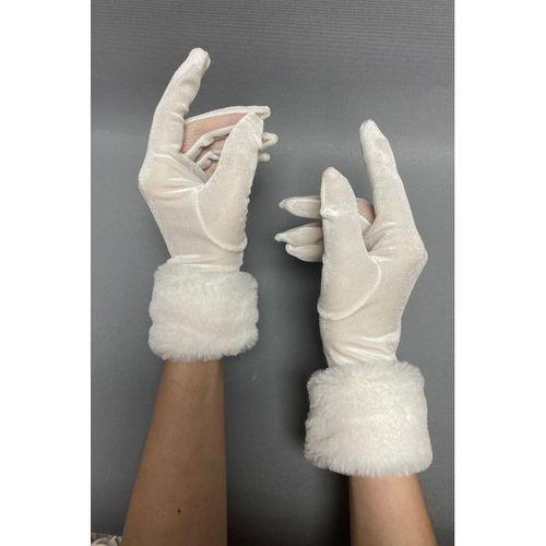 İpek Kadife Kürklü Eldiven