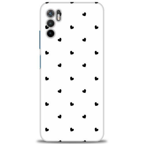Xiaomi Redmi Note 10 5G Kılıf HD Baskılı Kılıf - Siyah Kalpler + Tam Ekran Koruyucu