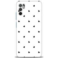 Xiaomi Redmi Note 10 5G Kılıf HD Baskılı Kılıf - Siyah Kalpler + Tam Ekran Koruyucu