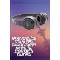 Bluetooth Kablosuz Kulaklık Siyah Wireless 5 0 Kulak Üstü Uzun Pil Ömrü