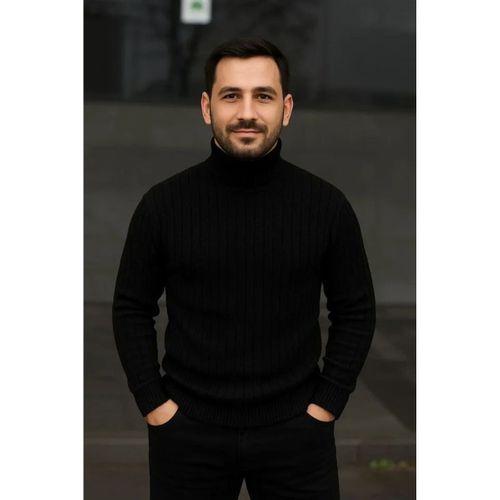 Erkek Fitilli Kazak Tam Boğazlı Balıkçı Yaka Triko 3lü Set Beyaz-Gri-Siyah