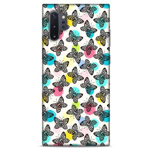 Samsung Galaxy Note 10 Plus Kılıf Kelebek Etkisi (36) Glitter Kılıf Sarı Pembe