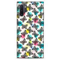 Samsung Galaxy Note 10 Plus Kılıf Kelebek Etkisi (36) Glitter Kılıf Sarı Pembe