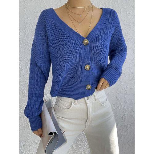 Kadın Uzun Kollu Düğme Detay Triko Hırka