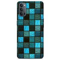 Oppo Reno 4 Kılıf Patchwork (27) Tasarımlı Kılıf Turkuaz Siyah