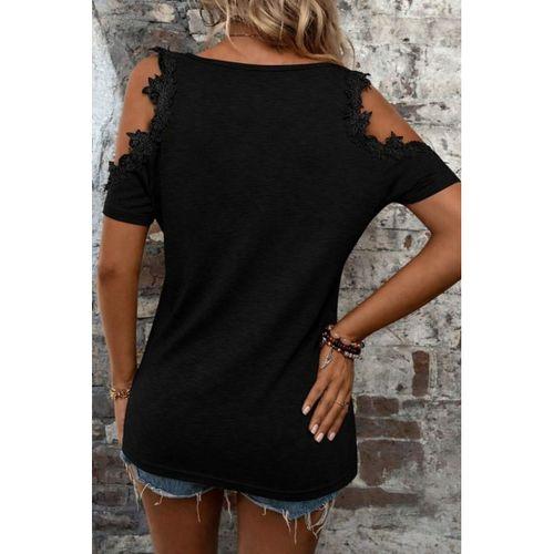 Kadın Omuzlardan Açık Yuvarlak Yakalı Viskon Bluz