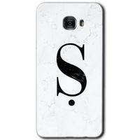 Galaxy C7 Kılıf HD Desen Baskılı Arka Kapak - Beyaz Mermer Desenli Ş Harfi + Kırılmaz Cam