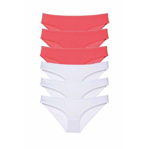 6 adet Eko Set Likralı Kadın Slip Külot Fuşya Beyaz