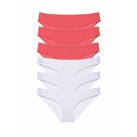 6 adet Eko Set Likralı Kadın Slip Külot Fuşya Beyaz
