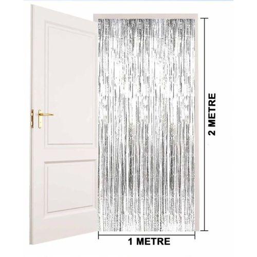 Çocuk Gümüş Renk Ekstra Metalize Parlak Saçaklı Arka Fon Perde İthal A Kalite 1x2 Metre