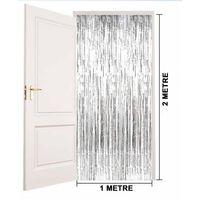 Çocuk Gümüş Renk Ekstra Metalize Parlak Saçaklı Arka Fon Perde İthal A Kalite 1x2 Metre