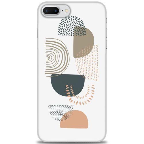 iPhone 7 Plus Kılıf HD Baskılı Kılıf - Turuncu Yarım Daire + Tam Ekran Koruyucu