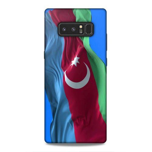 Samsung Galaxy Note 8 Uyumlu Kılıf Azarbaijan (6) Silikon Kılıf Dalgalanan Bayrak