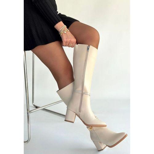 Jeoli Bej Cilt Topuklu Çizme