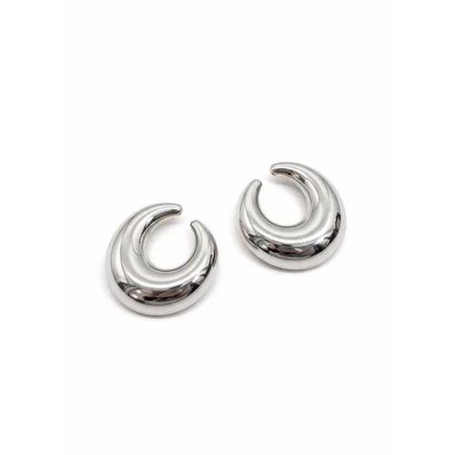 Metal Hilal Küpe - Gümüş