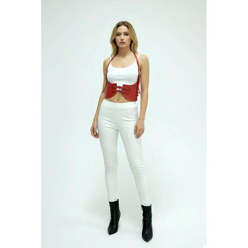 Kırmızı Renk Kalın Kadın Kemeri, Elbise Kemeri, Şık Deri Kemer, Deri Kemer Harness - APFT605