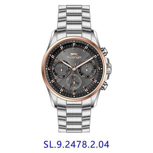 Slazenger SL.09.2478.2.04 Quartz Çelik Gri Siyah Kadran 44 mm Erkek Kol Saati