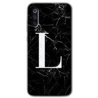 Xiaomi Mi 9 SE Kılıf HD Desen Baskılı Arka Kapak - Siyah Mermer Desenli L Harfi