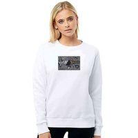 V Pink Floyd Dark Side Of Baskılı Beyaz Kadın Sweatshirt