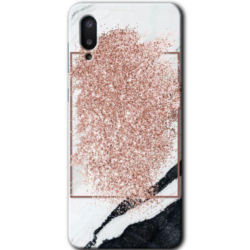 Samsung Galaxy A02 Kılıf Baskılı Kapak - Simli Mermer +Tam Ekran Koruyucu