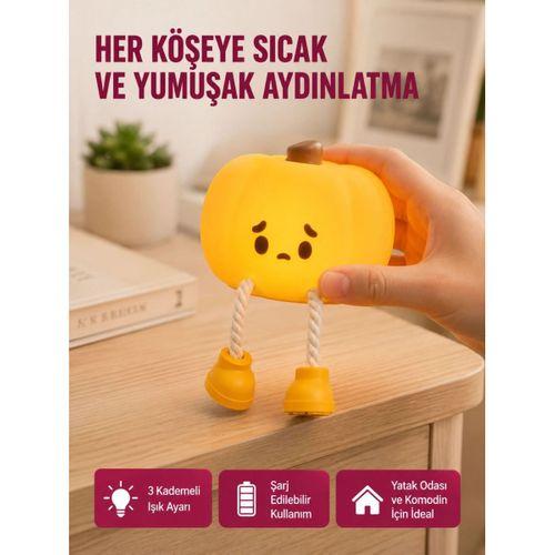 Pumpkin Led Night Light Dokunmatik Şarjlı Silikon Gece Lambası Yeni Nesil