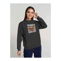 Pubg Winner Tavuk Baskılı Füme Antrasit Kadın Sweatshirt