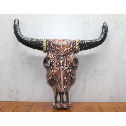 Ahşap Duvara Asmalı Bufalo Kafası