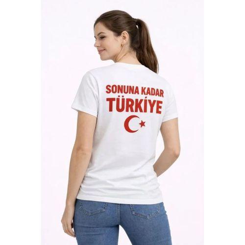TÜRKİYE Ay Yıldız Baskılı Taraftar Forma T-Shirt - Beyaz
