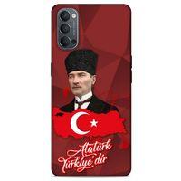 Oppo Reno 4 Kılıf Atatürk (43) Thin Fit Kılıf Kırmızı Mozaik