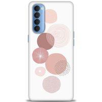 Oppo Reno 4 Pro Kılıf HD Baskılı Kılıf - Mürdüm Daireler + Tam Ekran Koruyucu