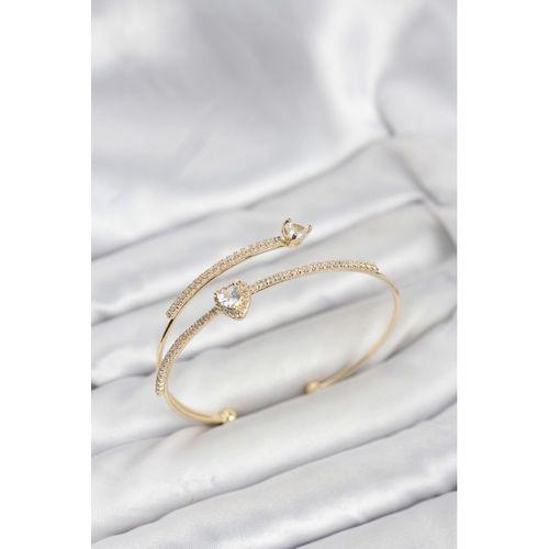 Kalp Model Pirinç Gold Renk Kadın Bileklik