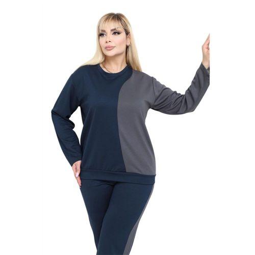 Melsay Butik Lacivert Füme Renk Bloklu Modal Kadın Eşofman Takımı