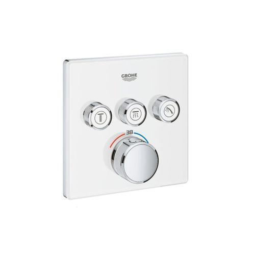 Grohe Grohtherm SmartControl Üç Valfli Akış Kontrollü Ankastre Termostatik Duş Bataryası Beyaz Krom(Kopya)