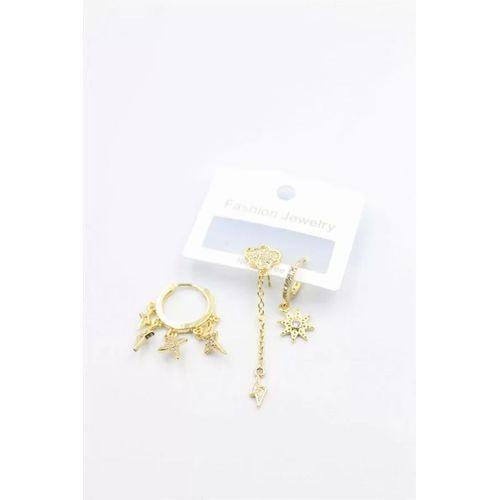 3'lü Bulut Küpe - Altın