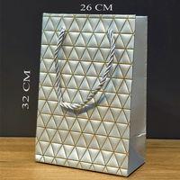 Büyük Boy Gümüş Ve Gold Desenli Karton Çanta