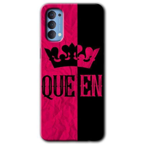 MRCİLETİSİM Oppo Reno 4 Kılıf HD Desen Baskılı Arka Kapak + Temperli Cam - Queen