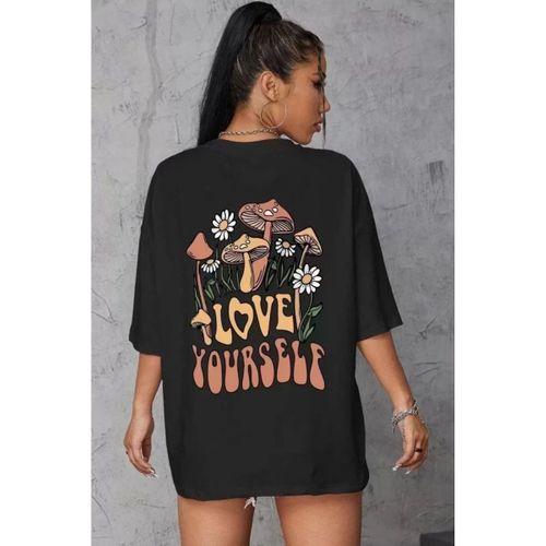 Pilelistore Unisex Baskılı Oversize T-Shirt - Siyah