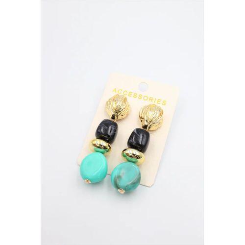 Boncuklu Küpe - Siyah