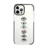 iPhone 12 Pro Max Casetify Renkli Gözler Desenli Anti Shock Premium Silikonlu Siyah Kenar Detaylı Te