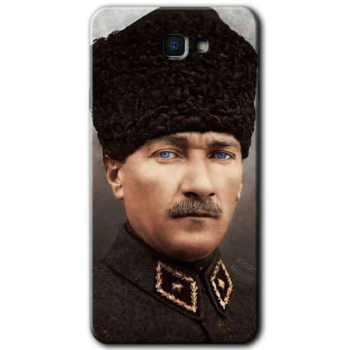 MRCİLETİSİM MRCİLETİSİM Samsung Galaxy J7 Prime 2 Kılıf HD Desen Baskılı Arka Kapak + Temperli Cam - Başkomutan Atatürk