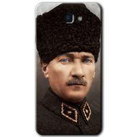 MRCİLETİSİM MRCİLETİSİM Samsung Galaxy J7 Prime 2 Kılıf HD Desen Baskılı Arka Kapak + Temperli Cam - Başkomutan Atatürk